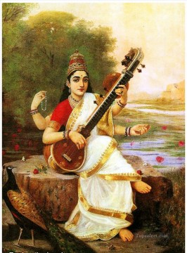 Raja Ravi Varma Painting - saraswathi Raja Ravi Varma Indians